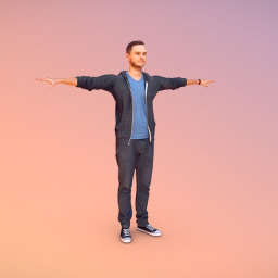 Rigged T-Pose Human Male w 50 Face Blendshapes