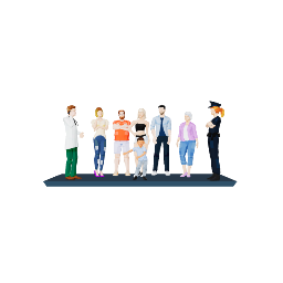 Low poly group of people