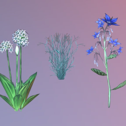 Wild garlic, bulrush, borage - medicinal plants