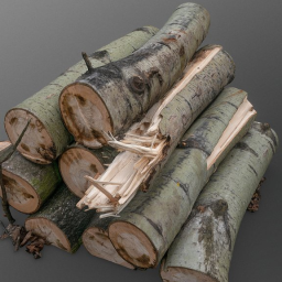 Cut ashtree logs stack