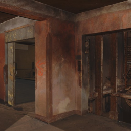 Interior environment with elevator shaft