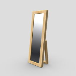 Stylized Low Poly Wooden Full Length Mirror