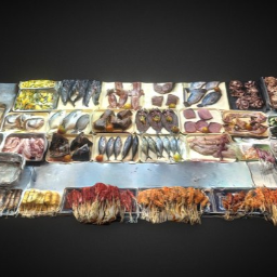 Asian Wet Market barbecue street food stall scan
