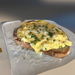 Eggs, chives and parmesan toast