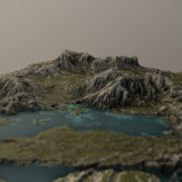 Grassy Mountains with Lakes
