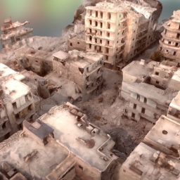 Aleppo, Syria - damaged city block (merged)