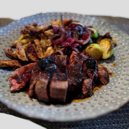 Steak, Potatoes, Brussels