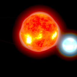 Binary star system with atmospheric mass flow