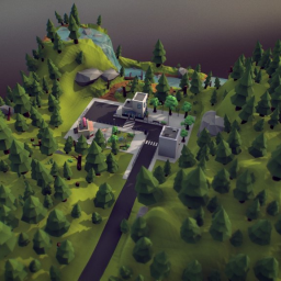 Low Poly Scene Forest Waterfall